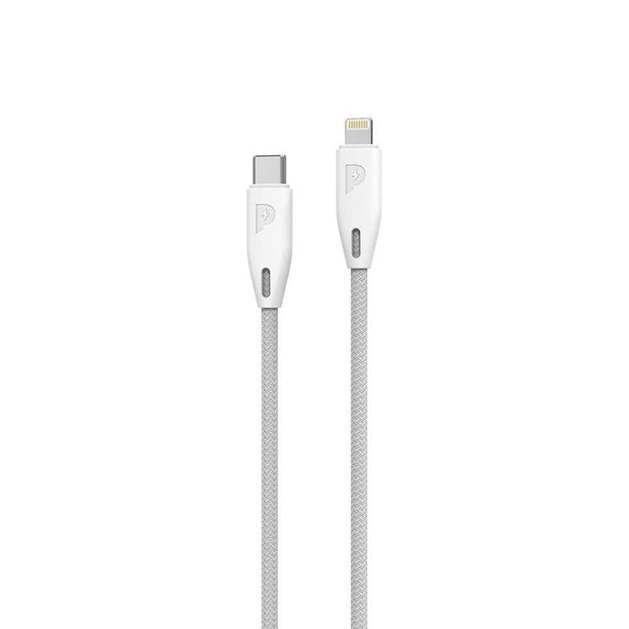 Powerology braided USB-C to lightning cable 2m - white