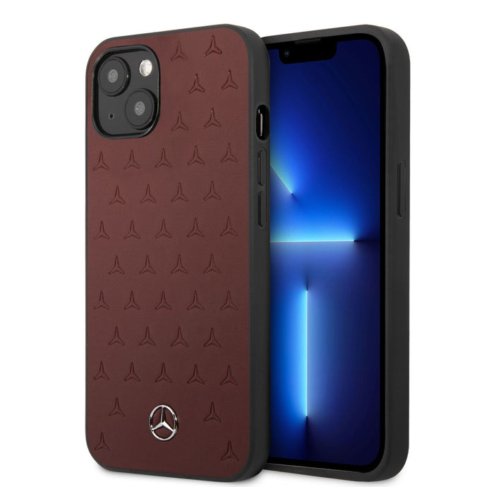 Benz Leather Case For iPhone 13 - Maroon