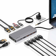 Load image into Gallery viewer, Powerology 13 IN 1 - Dual HDMI DP 4K USB-C HUB
