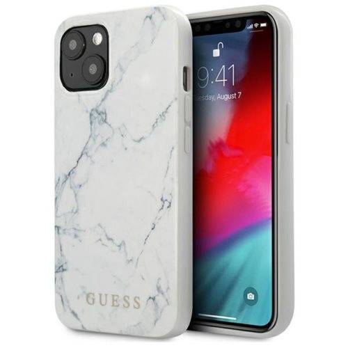 Guess Case For iPhone 13  - White marble