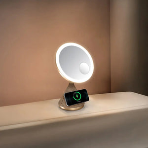 Porodo LFS084 Led Makeup Mirror Speaker Magsafe Charger 15W